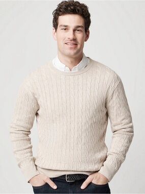 J.CREW | wool and cashmere tan cable crewneck sweater men’s small